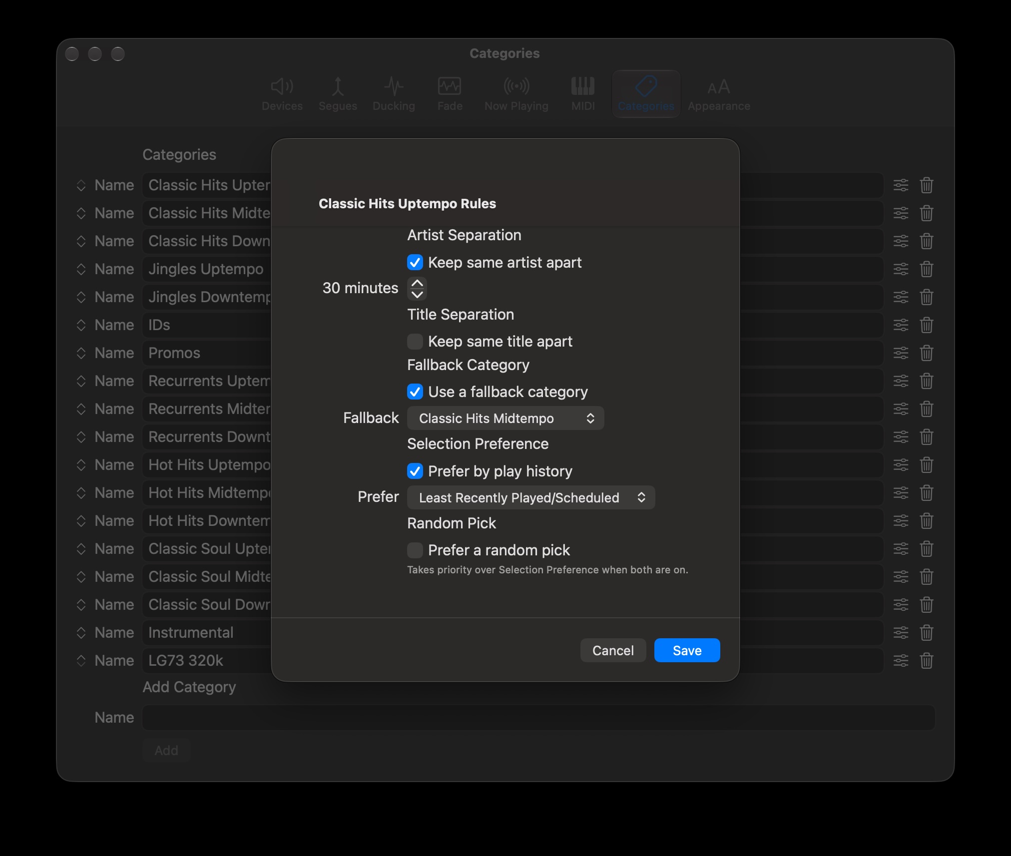 Category Options