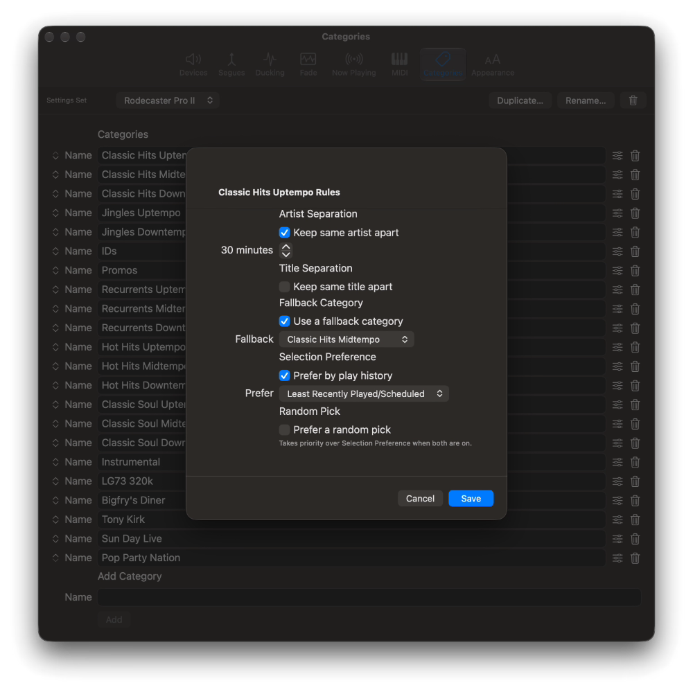 Category Options